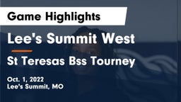 Lee's Summit West  vs St Teresas Bss Tourney Game Highlights - Oct. 1, 2022
