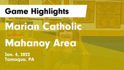 Marian Catholic  vs Mahanoy Area  Game Highlights - Jan. 4, 2022