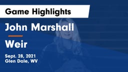 John Marshall  vs Weir  Game Highlights - Sept. 28, 2021