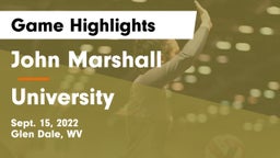 John Marshall  vs University  Game Highlights - Sept. 15, 2022