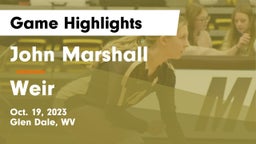 John Marshall  vs Weir  Game Highlights - Oct. 19, 2023