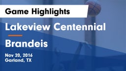 Lakeview Centennial  vs Brandeis  Game Highlights - Nov 20, 2016