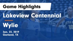 Lakeview Centennial  vs Wylie  Game Highlights - Jan. 22, 2019