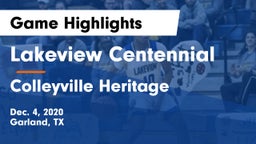 Lakeview Centennial  vs Colleyville Heritage  Game Highlights - Dec. 4, 2020