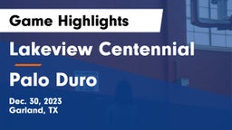 Lakeview Centennial  vs Palo Duro  Game Highlights - Dec. 30, 2023
