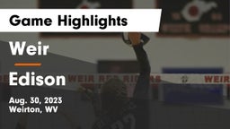 Weir  vs Edison  Game Highlights - Aug. 30, 2023