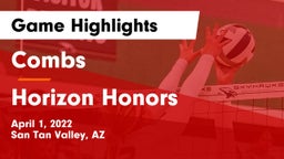 Combs  vs Horizon Honors  Game Highlights - April 1, 2022