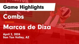 Combs  vs Marcos de Diza  Game Highlights - April 2, 2024