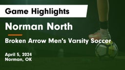 Norman North  vs Broken Arrow  Men's Varsity Soccer Game Highlights - April 5, 2024