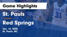St. Pauls  vs Red Springs  Game Highlights - Jan. 14, 2020