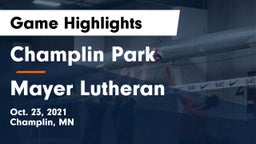 Champlin Park  vs Mayer Lutheran  Game Highlights - Oct. 23, 2021