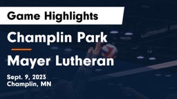 Champlin Park  vs Mayer Lutheran  Game Highlights - Sept. 9, 2023
