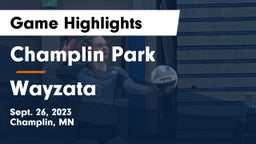 Champlin Park  vs Wayzata  Game Highlights - Sept. 26, 2023