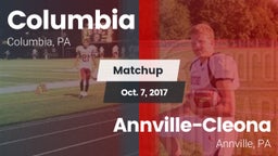 Matchup: Columbia  vs. Annville-Cleona  2016