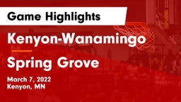 Kenyon-Wanamingo  vs Spring Grove  Game Highlights - March 7, 2022