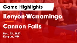Kenyon-Wanamingo  vs Cannon Falls  Game Highlights - Dec. 29, 2023
