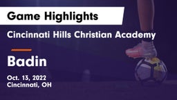 Cincinnati Hills Christian Academy vs Badin  Game Highlights - Oct. 13, 2022