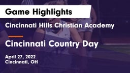 Cincinnati Hills Christian Academy vs Cincinnati Country Day  Game Highlights - April 27, 2022