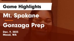 Mt. Spokane vs Gonzaga Prep  Game Highlights - Dec. 9, 2023