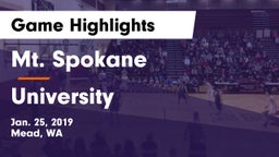 Mt. Spokane vs University Game Highlights - Jan. 25, 2019