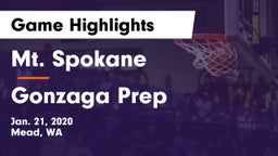 Mt. Spokane vs Gonzaga Prep  Game Highlights - Jan. 21, 2020