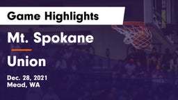 Mt. Spokane vs Union  Game Highlights - Dec. 28, 2021