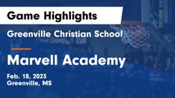 Greenville Christian School vs Marvell Academy  Game Highlights - Feb. 18, 2023