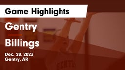 Gentry  vs Billings  Game Highlights - Dec. 28, 2023