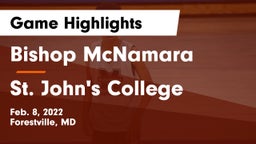 Bishop McNamara  vs St. John's College  Game Highlights - Feb. 8, 2022