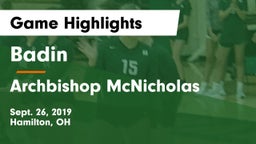 Badin  vs Archbishop McNicholas  Game Highlights - Sept. 26, 2019