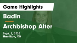 Badin  vs Archbishop Alter  Game Highlights - Sept. 3, 2020
