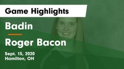Badin  vs Roger Bacon  Game Highlights - Sept. 15, 2020