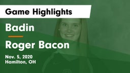 Badin  vs Roger Bacon  Game Highlights - Nov. 5, 2020