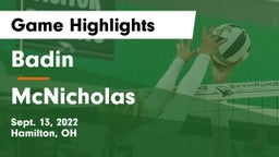 Badin  vs McNicholas Game Highlights - Sept. 13, 2022