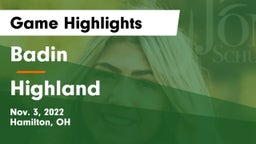 Badin  vs Highland Game Highlights - Nov. 3, 2022