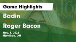 Badin  vs Roger Bacon Game Highlights - Nov. 5, 2022