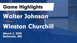 Walter Johnson  vs Winston Churchill  Game Highlights - March 2, 2020