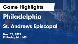 Philadelphia  vs St. Andrews Episcopal  Game Highlights - Nov. 28, 2023