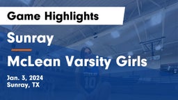 Sunray  vs McLean Varsity Girls Game Highlights - Jan. 3, 2024