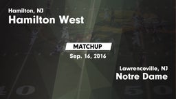 Matchup: Hamilton West vs. Notre Dame  2016