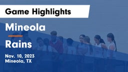Mineola  vs Rains  Game Highlights - Nov. 10, 2023