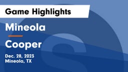 Mineola  vs Cooper  Game Highlights - Dec. 28, 2023