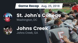 Recap: St. John's College  vs. Johns Creek  2018