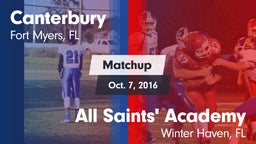 Matchup: Canterbury High vs. All Saints' Academy  2016