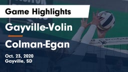 Gayville-Volin  vs Colman-Egan  Game Highlights - Oct. 23, 2020