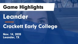 Leander  vs Crockett Early College  Game Highlights - Nov. 14, 2020