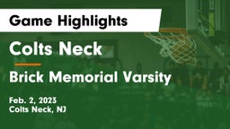 Colts Neck  vs Brick Memorial Varsity Game Highlights - Feb. 2, 2023