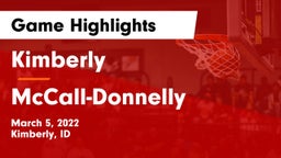 Kimberly  vs McCall-Donnelly  Game Highlights - March 5, 2022