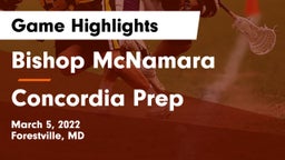 Bishop McNamara  vs Concordia Prep  Game Highlights - March 5, 2022