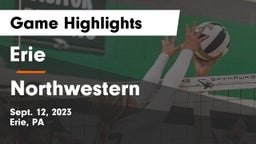 Erie  vs Northwestern Game Highlights - Sept. 12, 2023